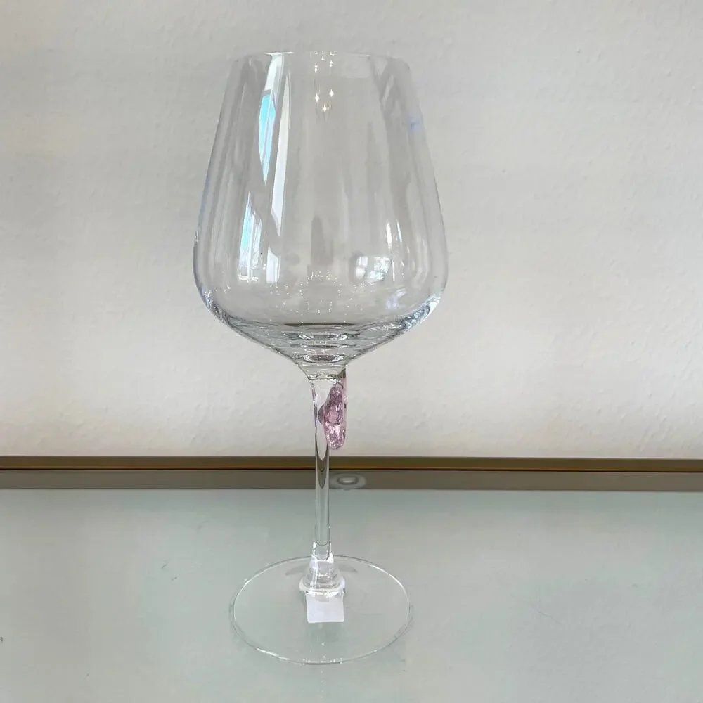 NEW Godinger Pink Butterfly Wine Glass Set of 2 Chic Barware